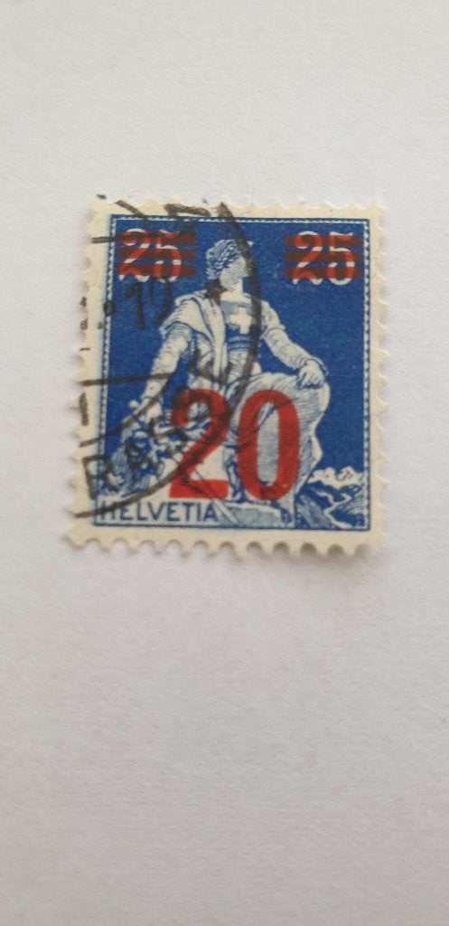 5684 zwitserland 1921 kneeling tell's son 20 over 25, Verzenden
