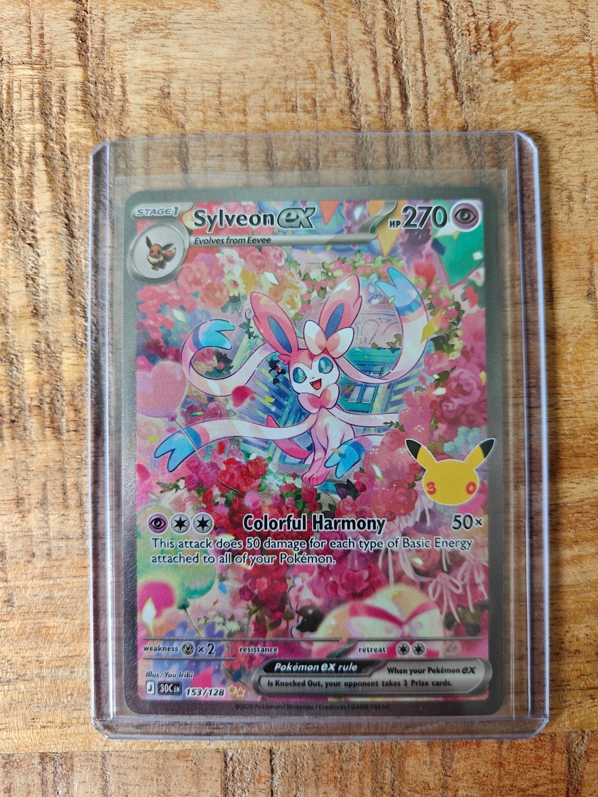 Sylveon ex #153 (Pokémon 30th Celebration SIR), Ophalen of Verzenden, Zo goed als nieuw, Losse kaart, Foil