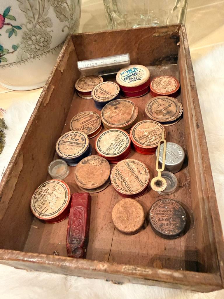 Antieke Horloge fournituren doosjes uit Belgie, Antiek en Kunst, Ophalen