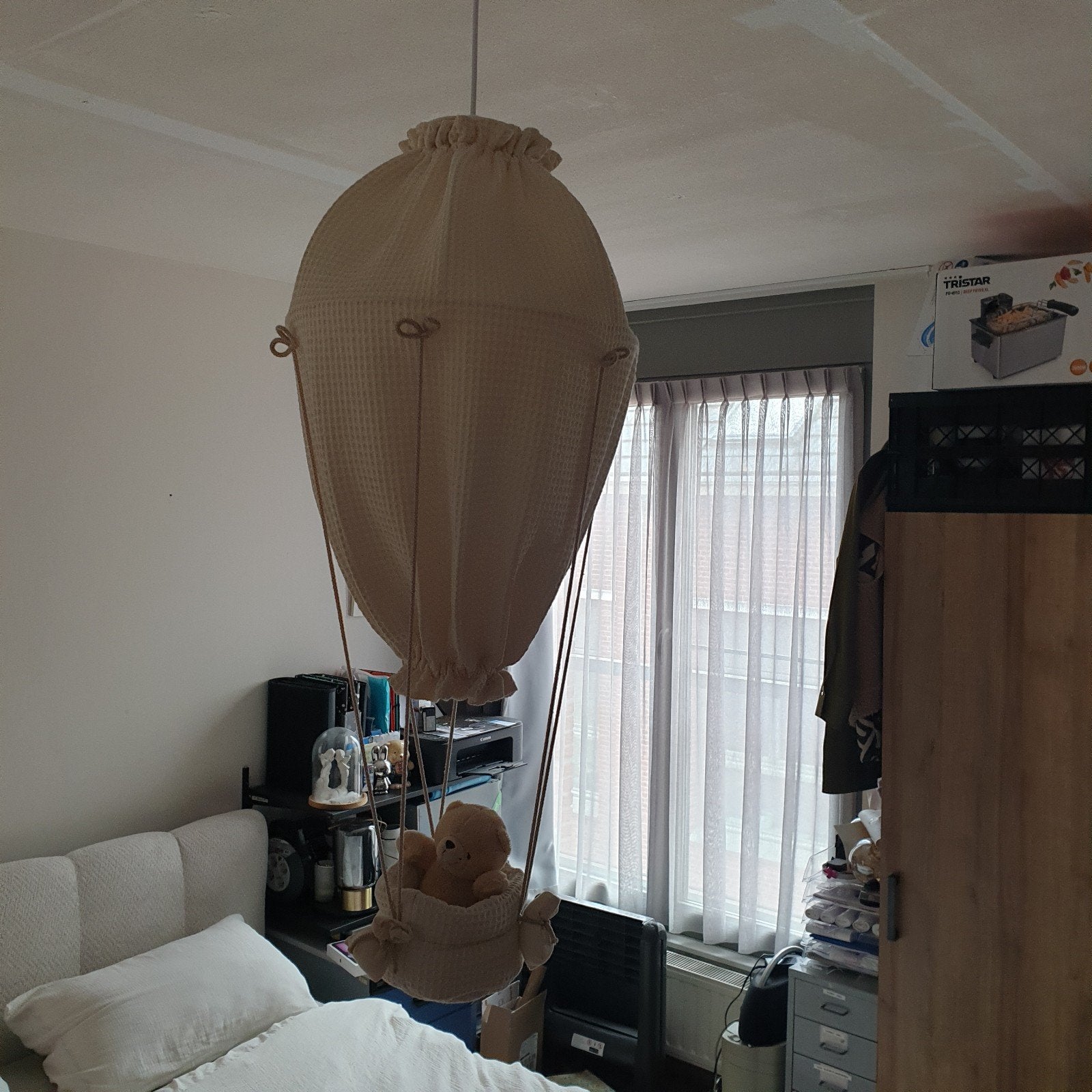 Luchtballon Kinderkamerlamp - Sfeervolle Hanglamp, Textiel, Overige fittingen, Zo goed als nieuw, Ophalen