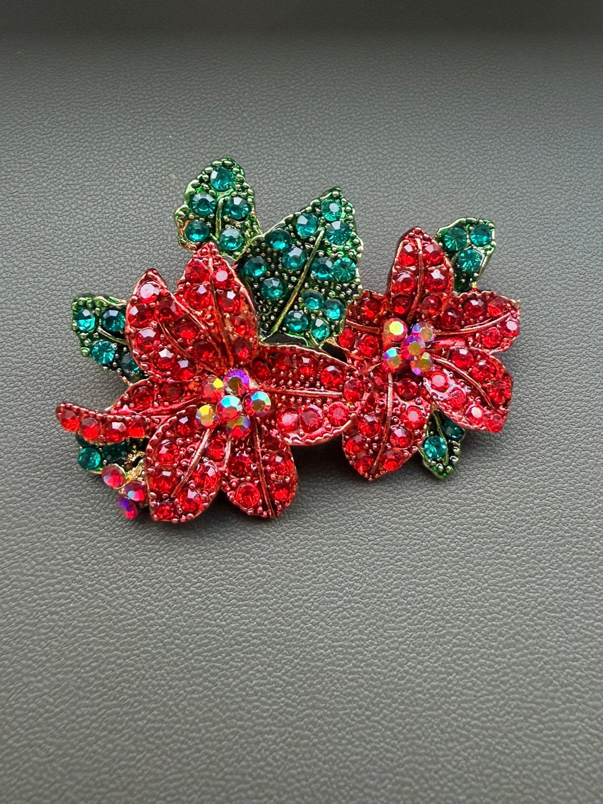 Broche - kerst bloem, Met kristal, Overige materialen, 4 tot 7 cm, Nieuw