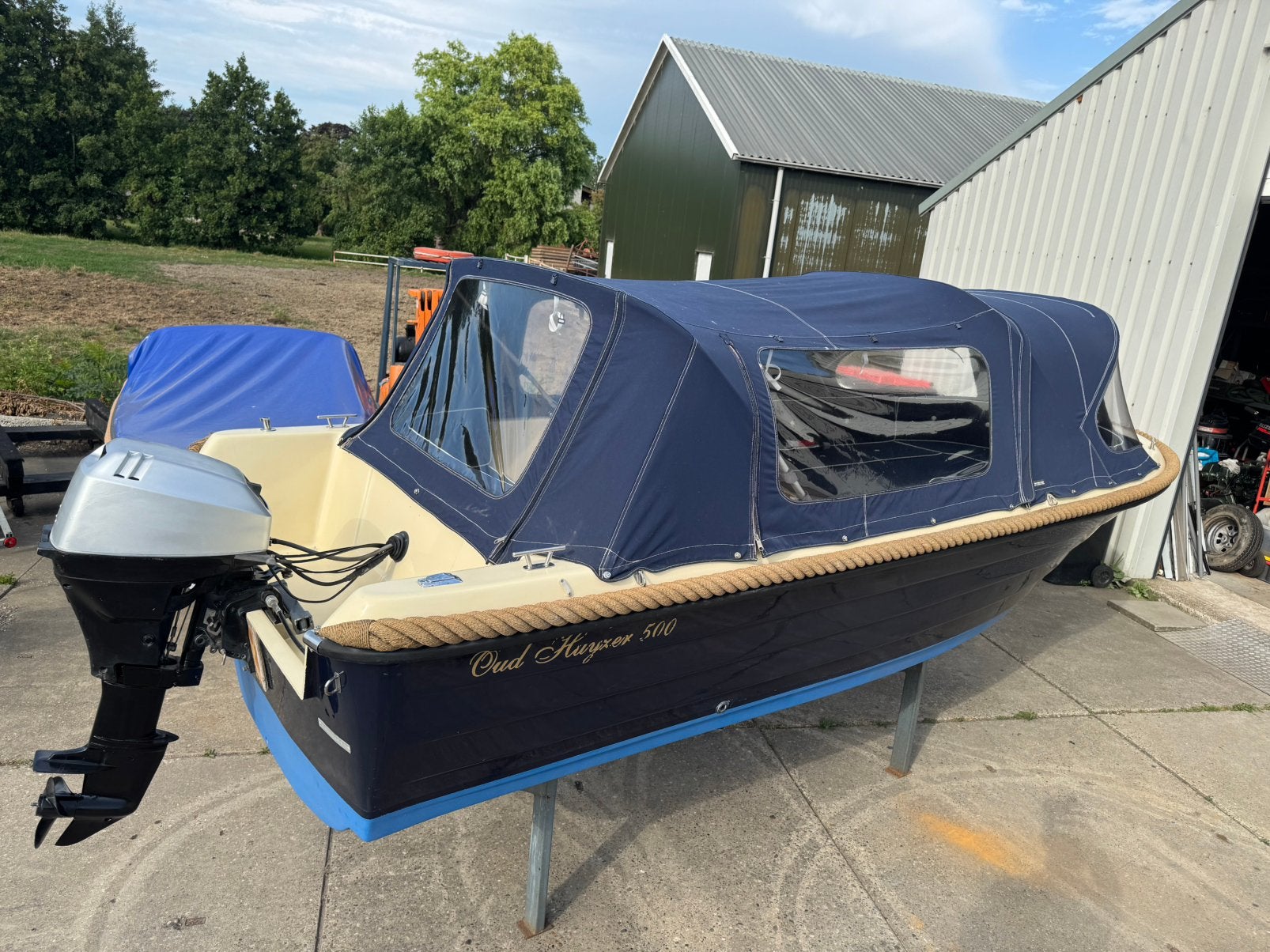 Te koop Oud Huijzer 500 sloep weekender kampeersloep 15 pk, Watersport en Boten, Gebruikt, 15 pk, 1.00 - 1.50 meter, 5 m