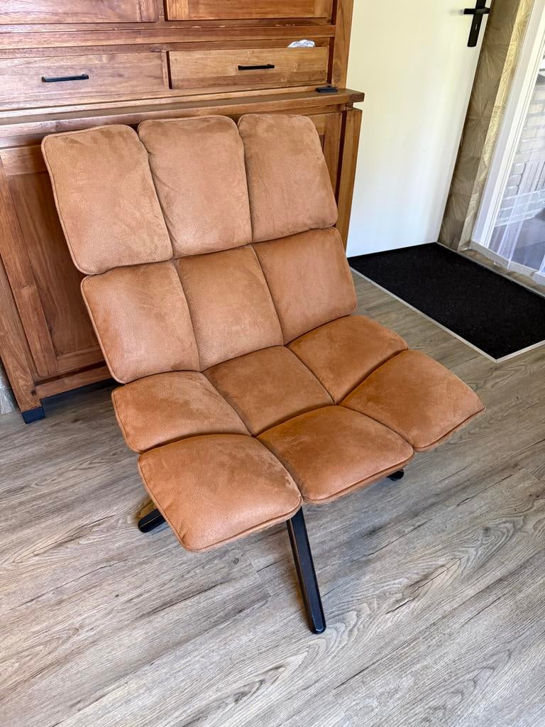 Comfortabele bruine draaifauteuil, Huis en Inrichting, Stoelen, Zo goed als nieuw, Eén, Stof, Bruin, Ophalen