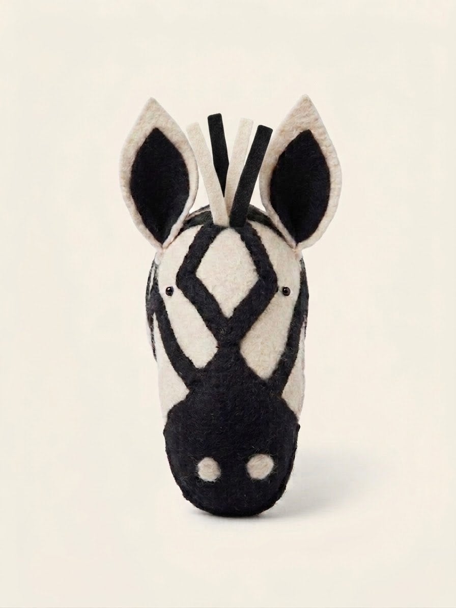 Zebra wanddecoratie van vilt - handgemaakt, Ophalen, Zwart, Overige stijlen, Zo goed als nieuw