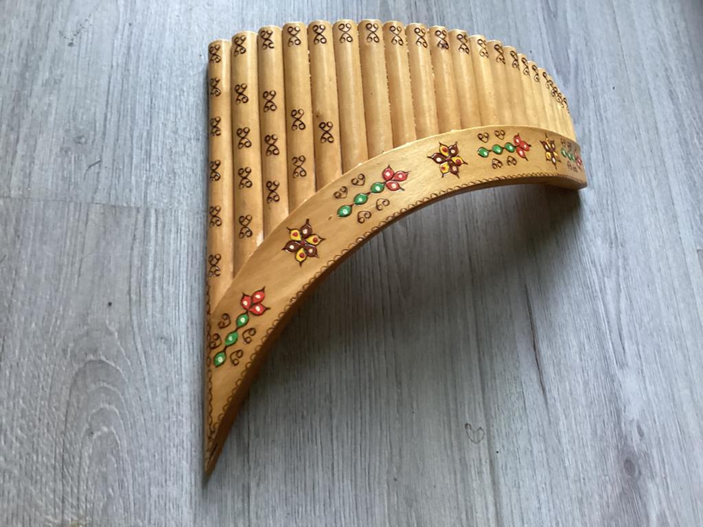Vintage 21 bamtboepijpen handgemaakte panfluit:, Muziek en Instrumenten, Blaasinstrumenten | Overige, Ophalen of Verzenden, Zo goed als nieuw