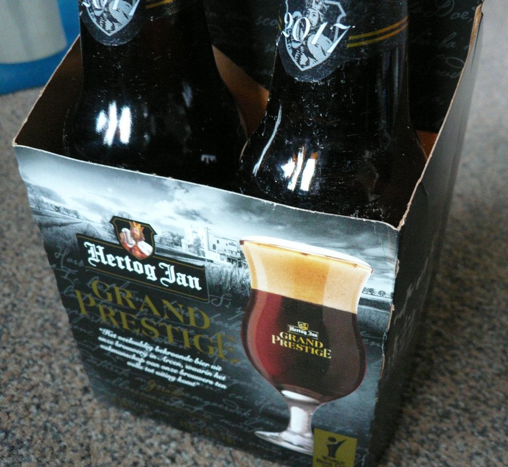 4x  Hertog Jan fles Grand Prestige 2017 in draagkarton, Verzamelen, Ophalen of Verzenden, Zo goed als nieuw, Flesje(s), Hertog Jan
