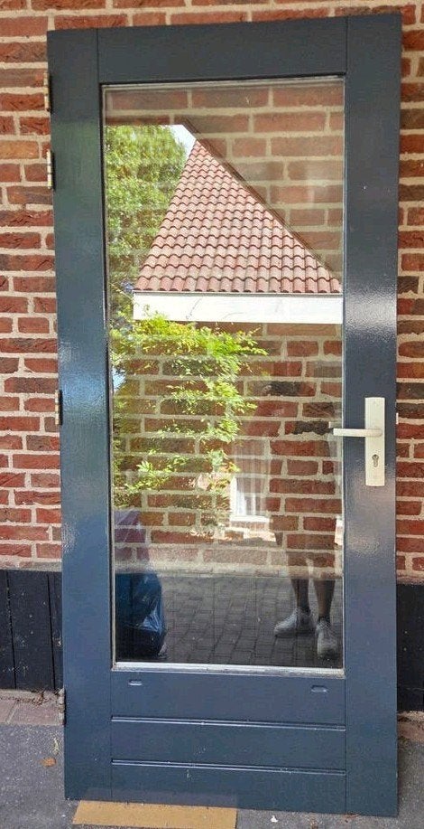 Hardhouten buitendeur/balkondeur. 2115x930, Doe-het-zelf en Verbouw, Deuren en Horren, Ophalen, Gebruikt, 200 tot 215 cm, Glas