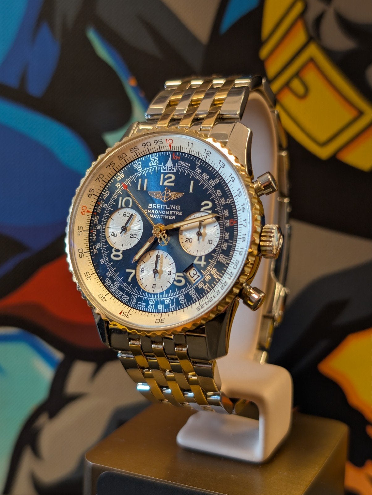 Breitling Navitimer goud/staal prachtige wijzerplaat, Sieraden, Tassen en Uiterlijk, Horloges | Heren, Ophalen of Verzenden, Zo goed als nieuw