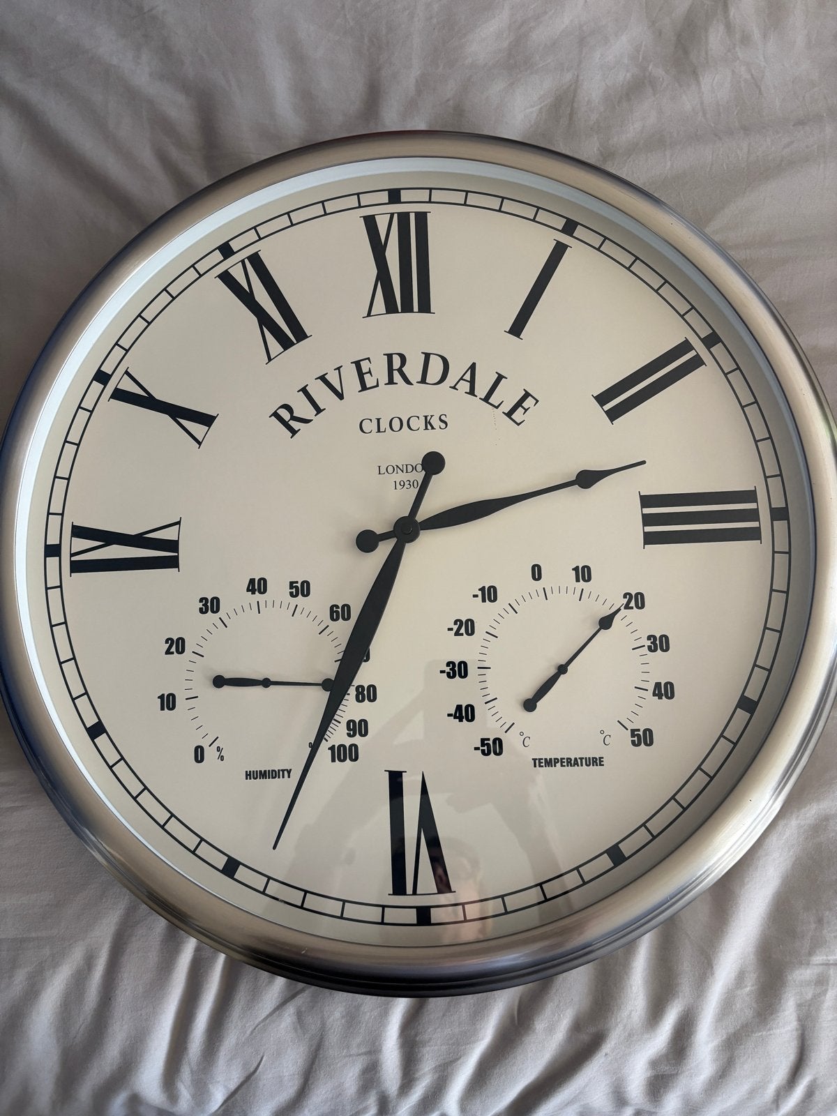 Riverdale Wandklok met Thermometer en Hygrometer - Ø 52 cm, Ophalen, Analoog, Overige kleuren, Met thermometer