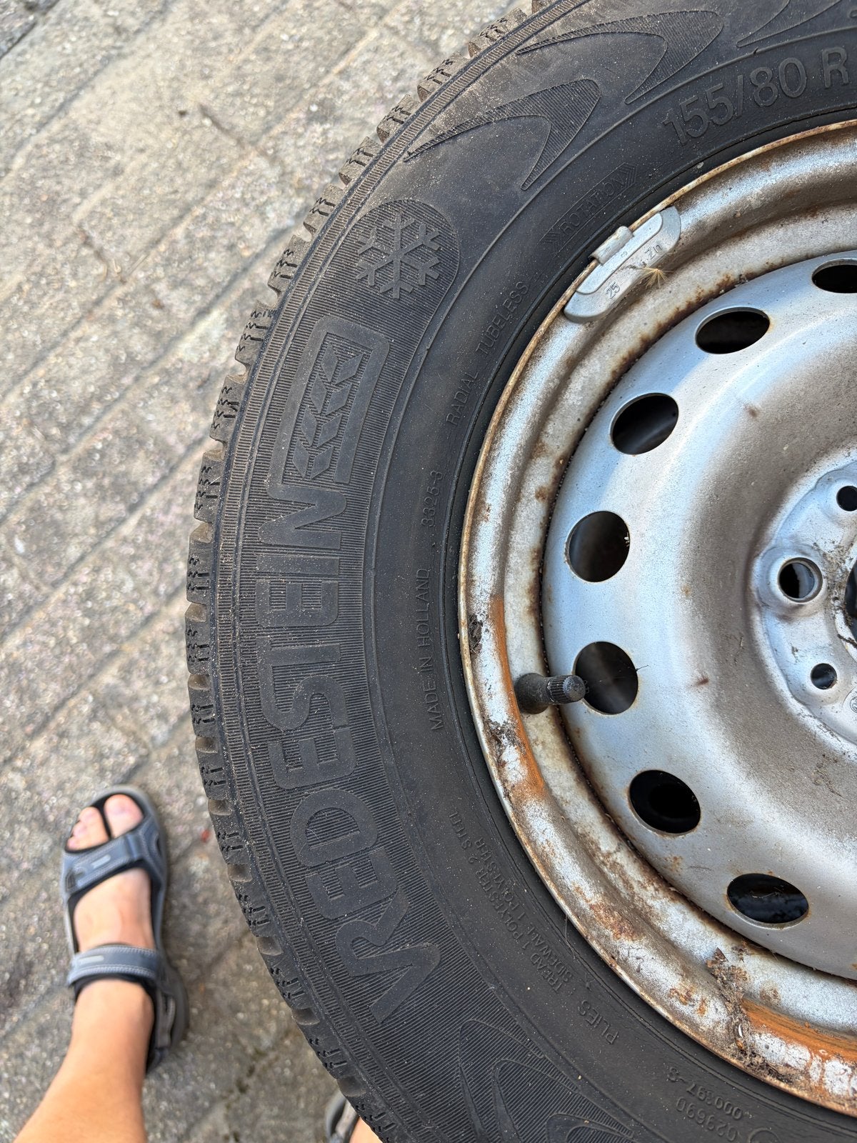 Vredestein Snowtrac 155/80 R13 Winterbanden op velg, Ophalen, Gebruikt, 155 mm, 13 inch