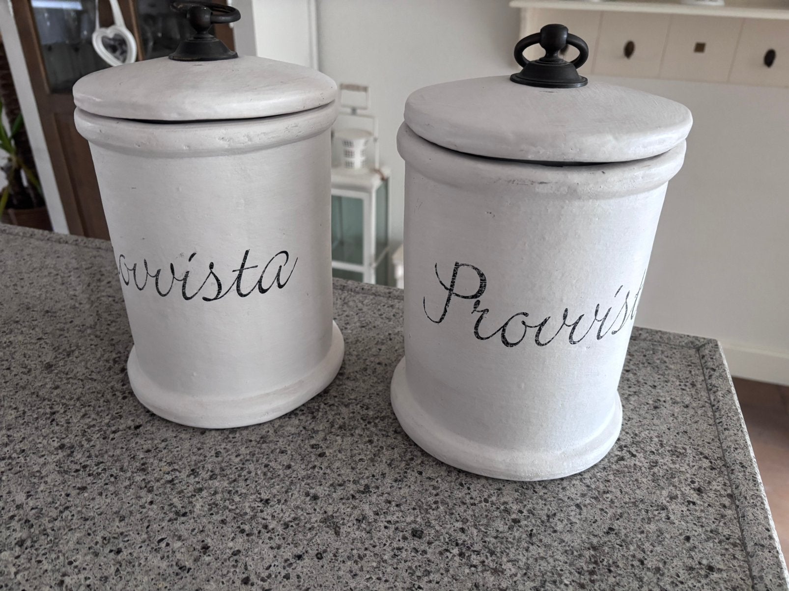 2 Rivièra Maison voorraadpotten, Ophalen, Zo goed als nieuw, Wit