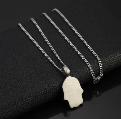 Stalen Hamsa Hand ketting met hanger - Nieuw, Nieuw, Ophalen of Verzenden, Zilver, Overige materialen