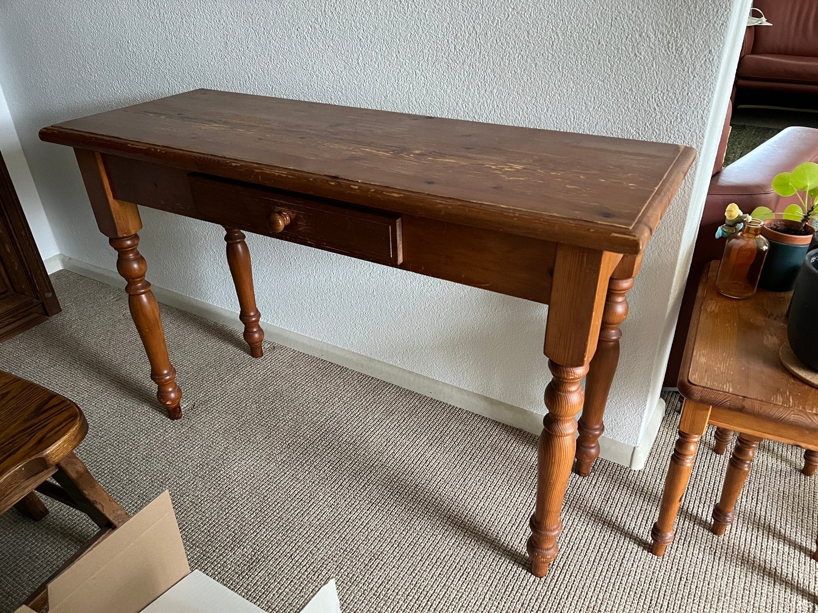 Massief houten sidetable met lade, Ophalen