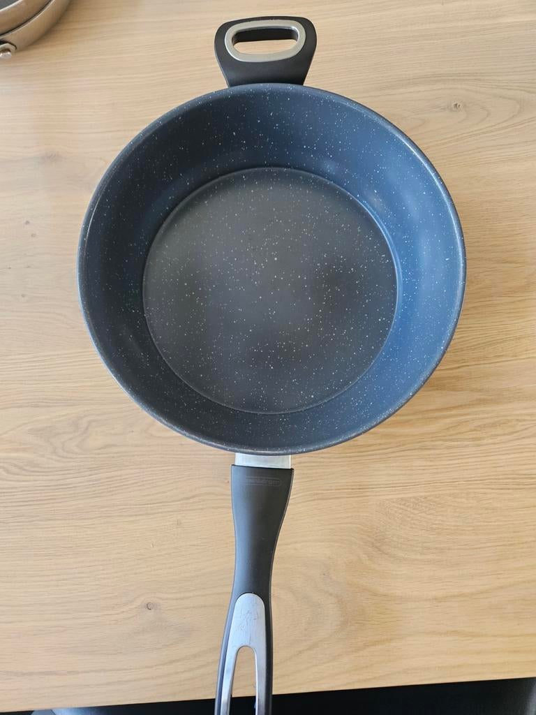Wokpan 28cm, Gebruikt, Inductieplaat, Aluminium, Ophalen of Verzenden