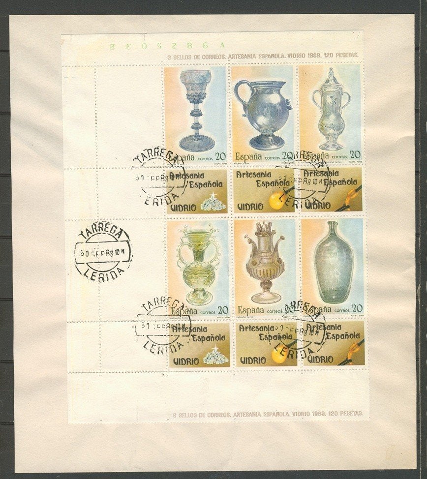 Spanje 1988 - Artesanía Española (Vidrio) Tárrega k-89 jdu, Ophalen of Verzenden, Gestempeld