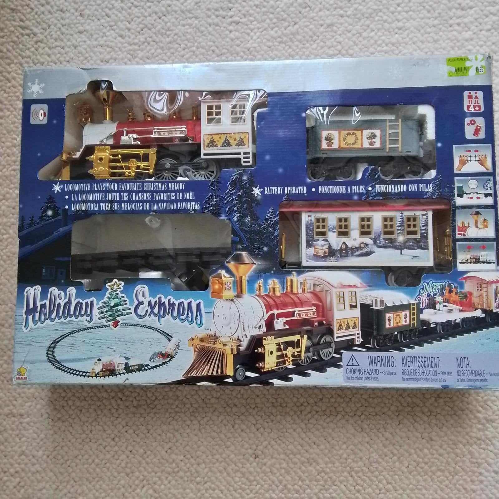 Decoratie kersttrein met rails, Verzenden, Zo goed als nieuw