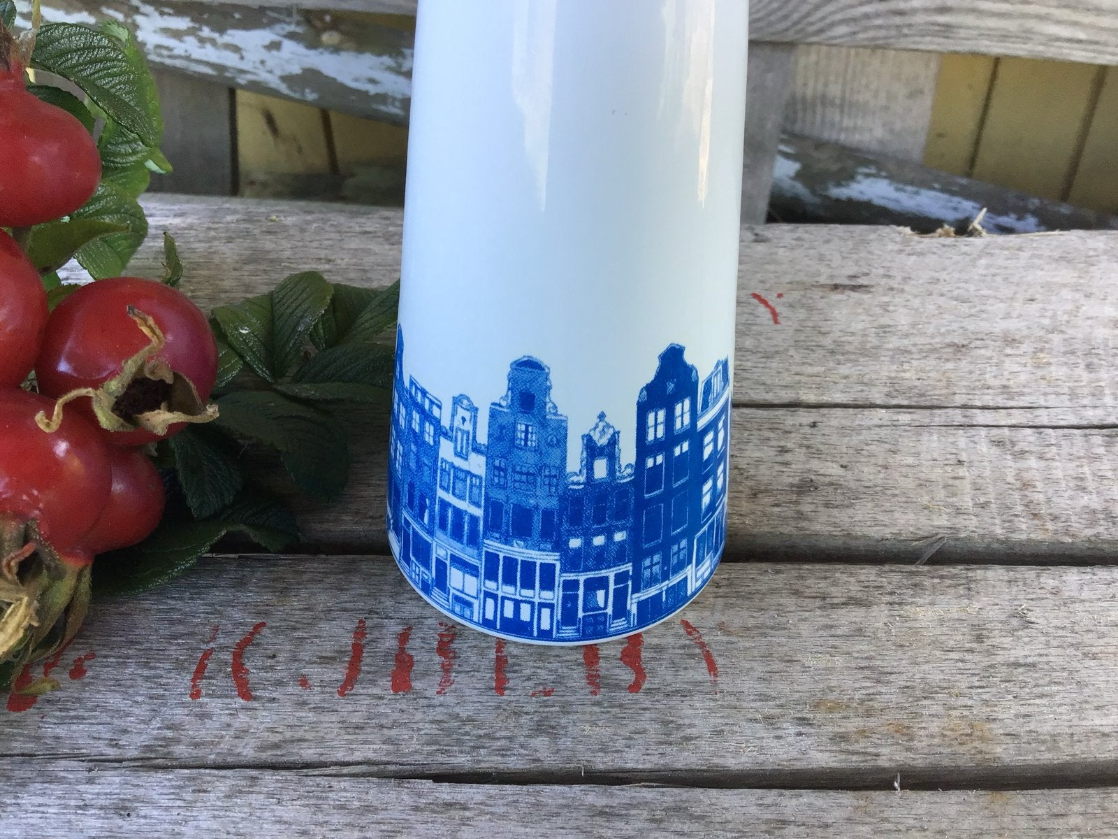 Amsterdamse grachtenpanden Vaas Hoog 15cm, Antiek en Kunst, Ophalen of Verzenden