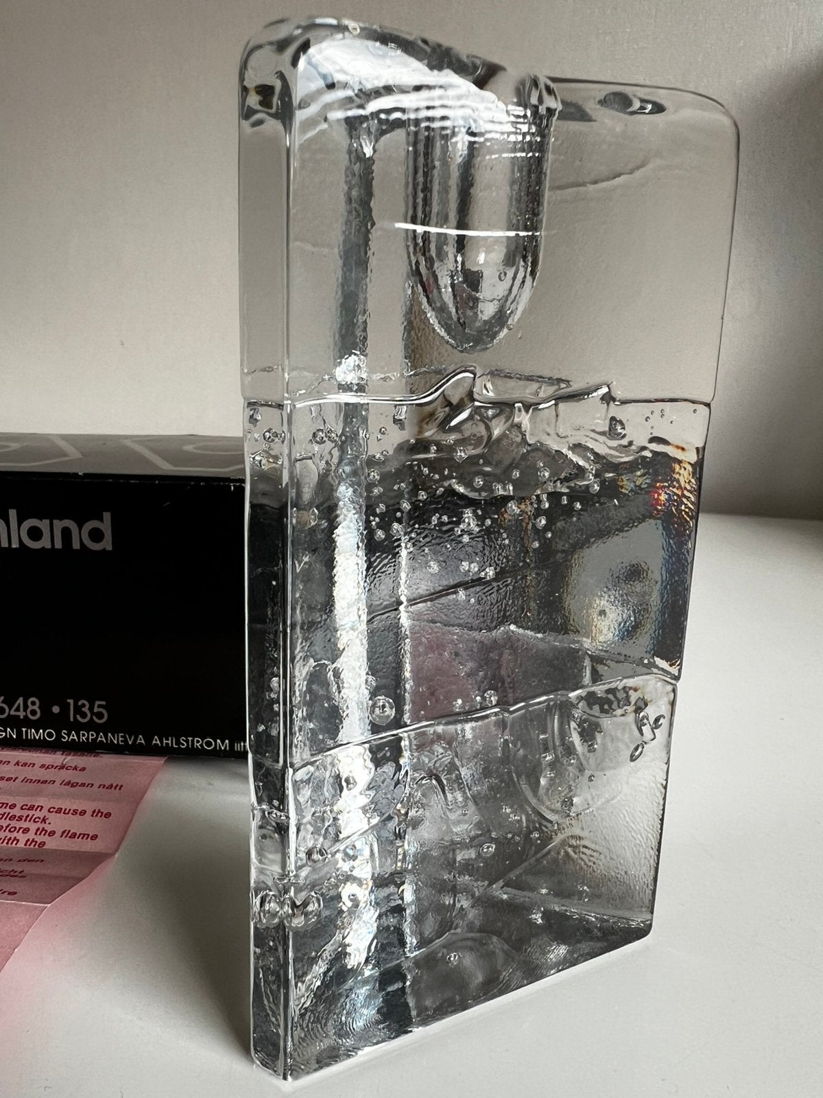 Iittala Arkipelago Glas Kandelaar Driehoek T. Sarpaneva H13, Huis en Inrichting, Ophalen of Verzenden, Kandelaar, Iittala, Glas