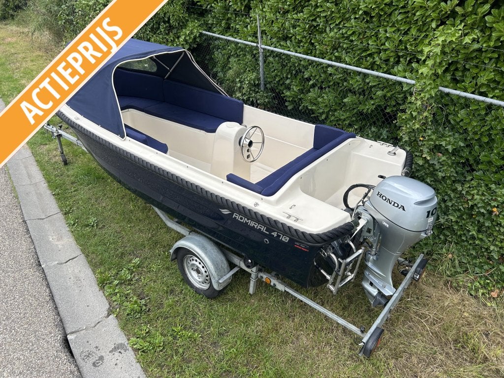 Admiral 470 met 10 pk Honda en trailer compleet!1e eigenaar, Watersport en Boten, Admiral, Rondzit, 5 m, 2 m
