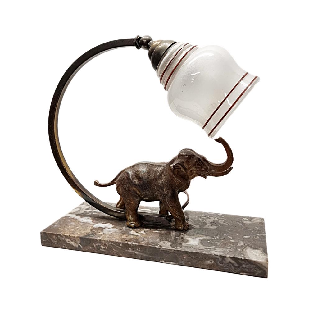 Art Deco lamp met olifant, Ophalen of Verzenden