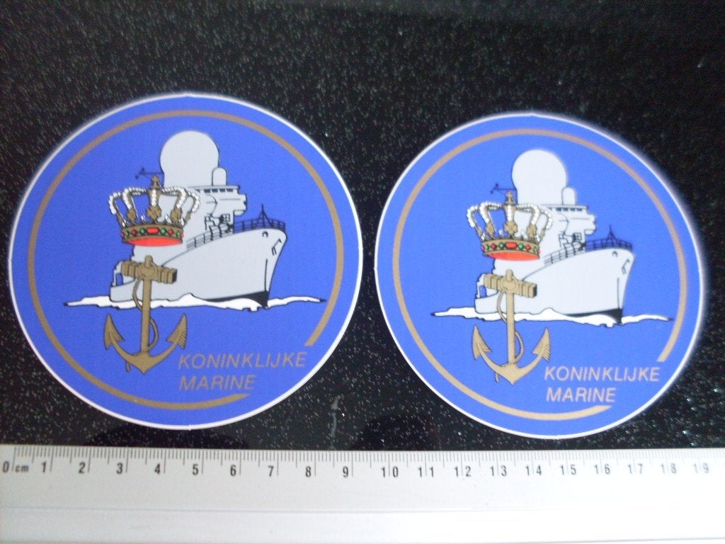 2x sticker koninklijke marine KM logo embleem fregat anker, Verzenden, Zo goed als nieuw, Bedrijf of Vereniging