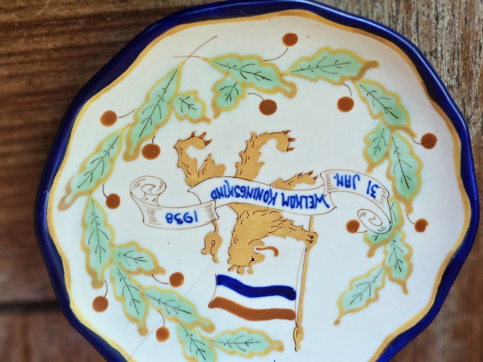 Antiek Regina Gouda Holland Wandbord - Delfts Blauw Stijl, Ophalen of Verzenden