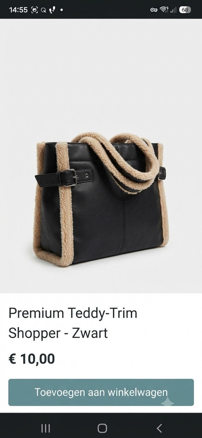 Teddy (winter) shopper - Zwart, Ophalen of Verzenden, Zo goed als nieuw, Zwart, Shopper