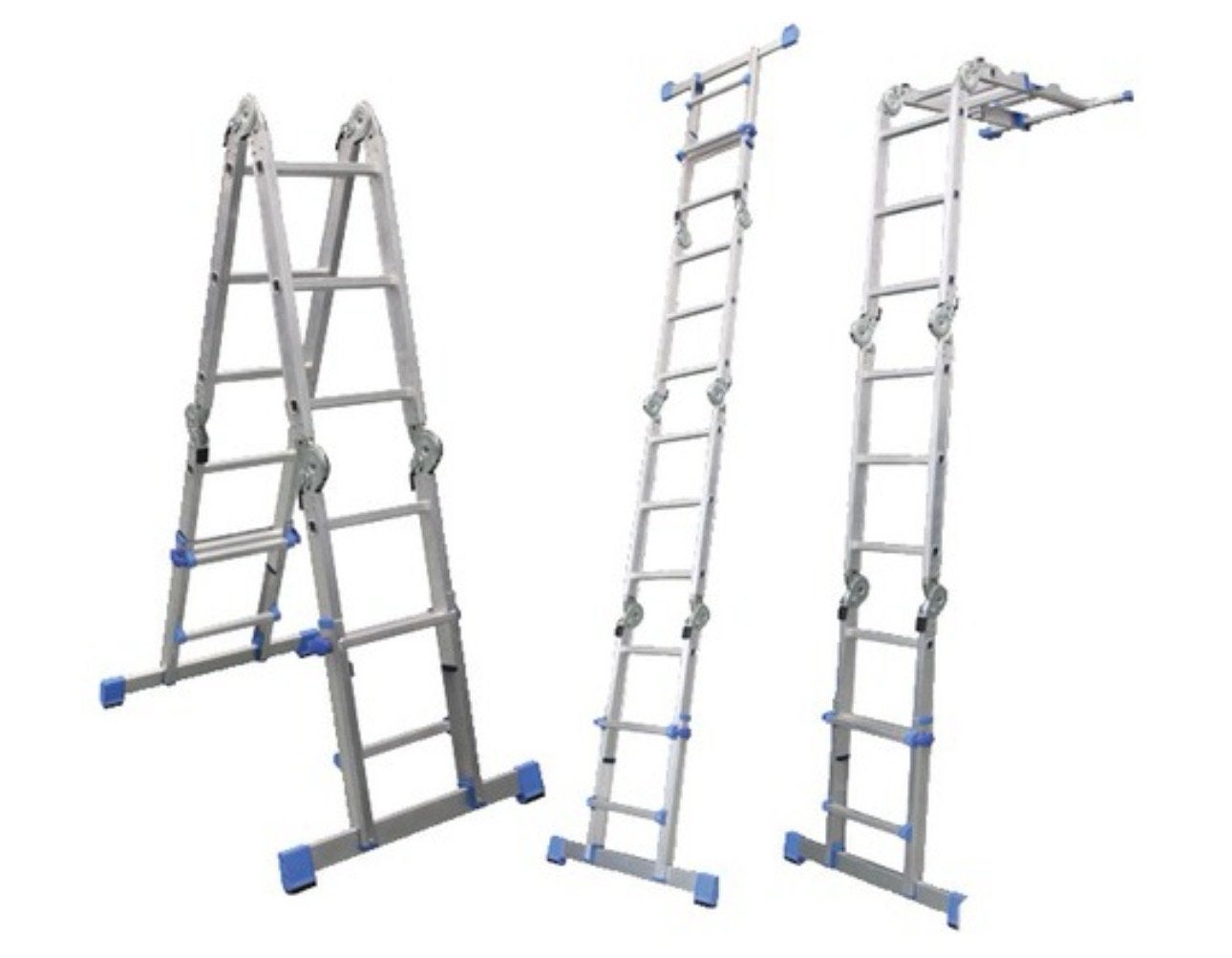 Vouwladder met platform, aluminium, 4x3 treden, z.g.a.n., Doe-het-zelf en Verbouw, Ladders en Trappen, Ophalen, Zo goed als nieuw