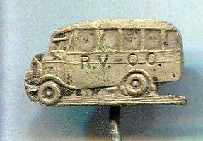 R.V. O.O. zilverkleurig autobus speldje ( X_163 ), Verzamelen, Verzenden, Zo goed als nieuw, Transport, Speldje of Pin