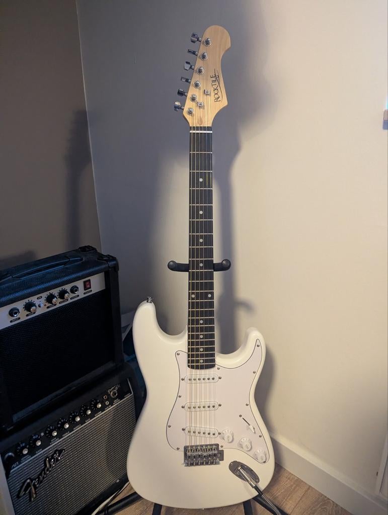 Rocktile Elektrische Gitaar - Wit, Ophalen of Verzenden, Zo goed als nieuw, Solid body, Overige merken