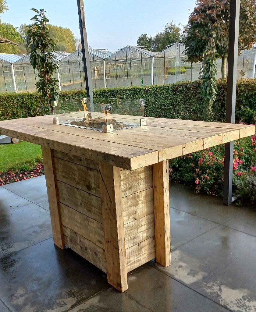 Vuurtafel bartafel tuintafel hangtafel sloophout balken., Ophalen, Nieuw