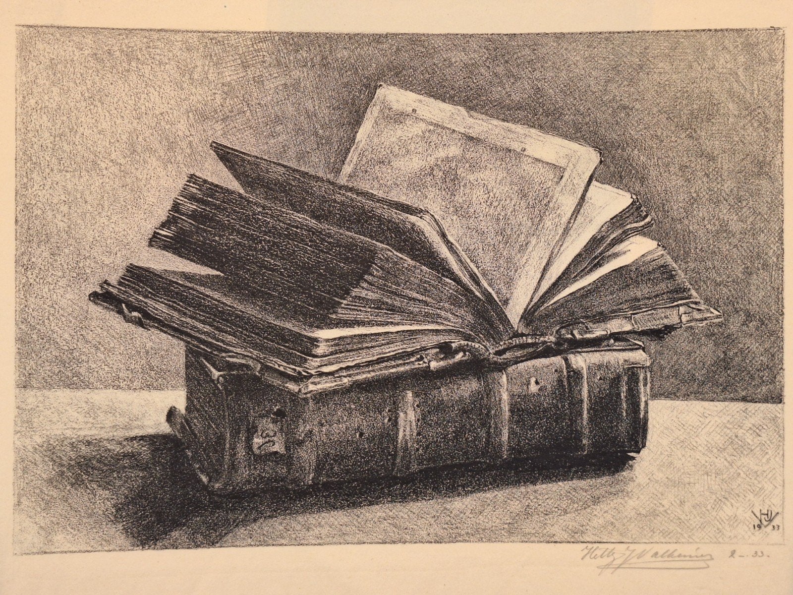 Lithografie boeken door H. Valkenier (1933), Dagelijks leven, Ophalen of Verzenden, Genummerd, Lithografie