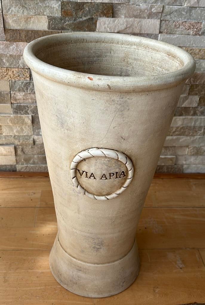 Crème stenen bloempot, 25 tot 40 cm, Steen, Rond, Ophalen of Verzenden