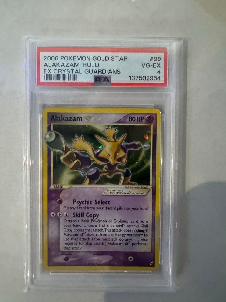 Alakazam Gold Star PSA 4 - EX Crystal Guardians Pokémon Kaar, Hobby en Vrije tijd, Verzamelkaartspellen | Pokémon, Gebruikt, Losse kaart