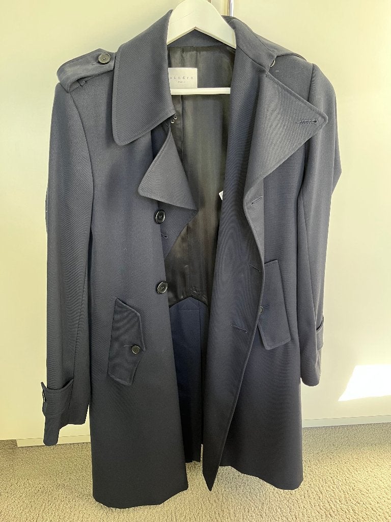 Sandro blauwe jas heren maat S, Kleding | Heren, Jassen | Zomer, Zo goed als nieuw, Maat 46 (S) of kleiner, Blauw, Ophalen