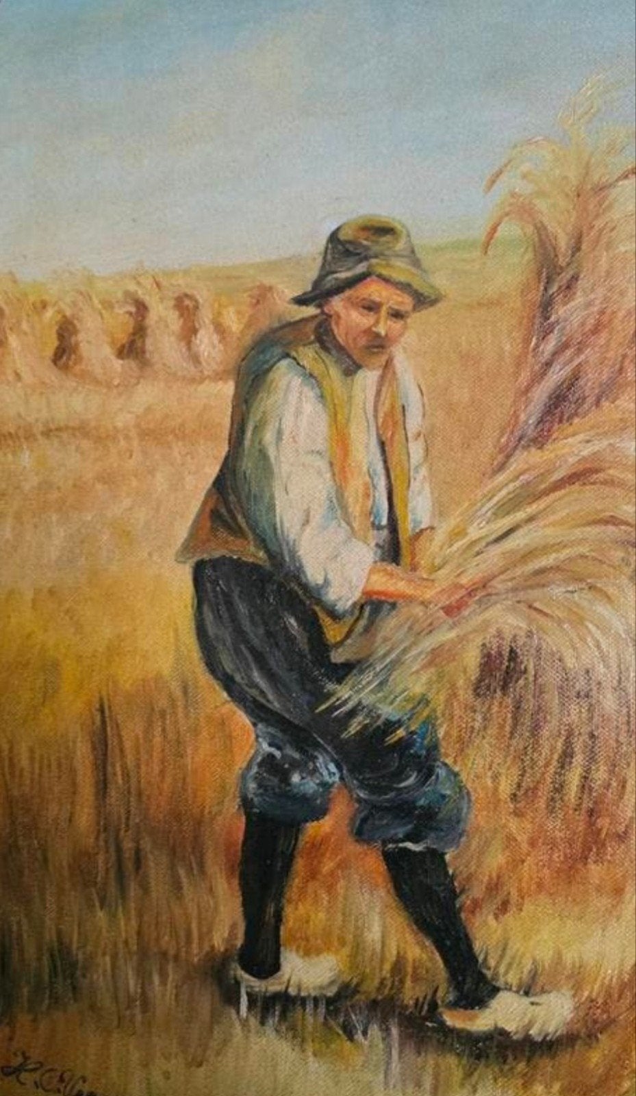 Olieverfschilderij van H.C. Vermeer. Jaren 50, Ophalen of Verzenden, Landschap