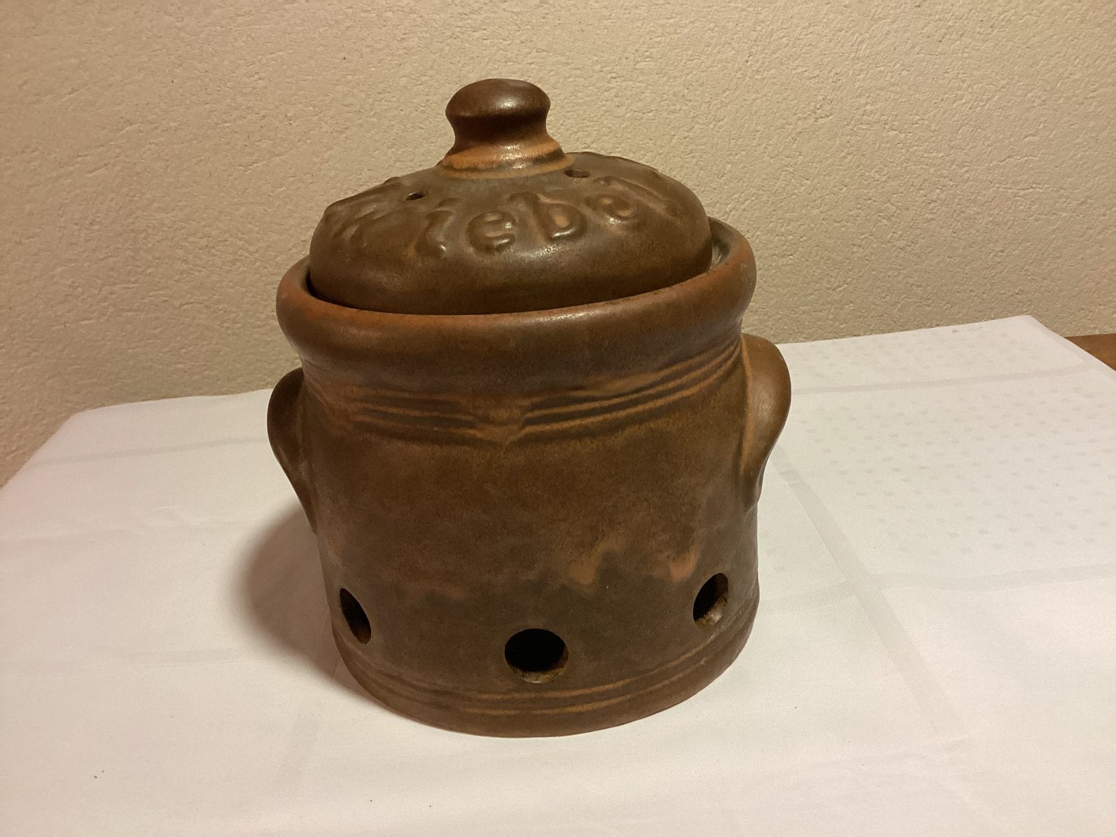 Retro Knoflook/Uien Pot. Steengoed/Gres. Germany., Ophalen of Verzenden