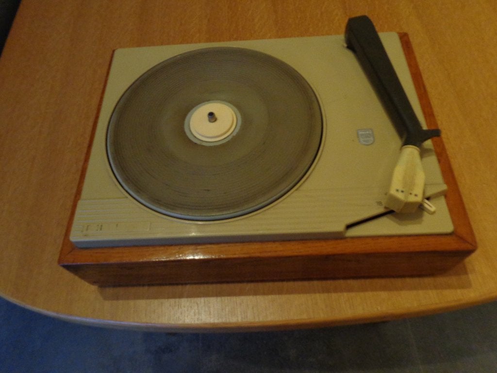 Vintage philips platenspeler met houten omlijsting, Ophalen of Verzenden, Gebruikt, Platenspeler, Philips