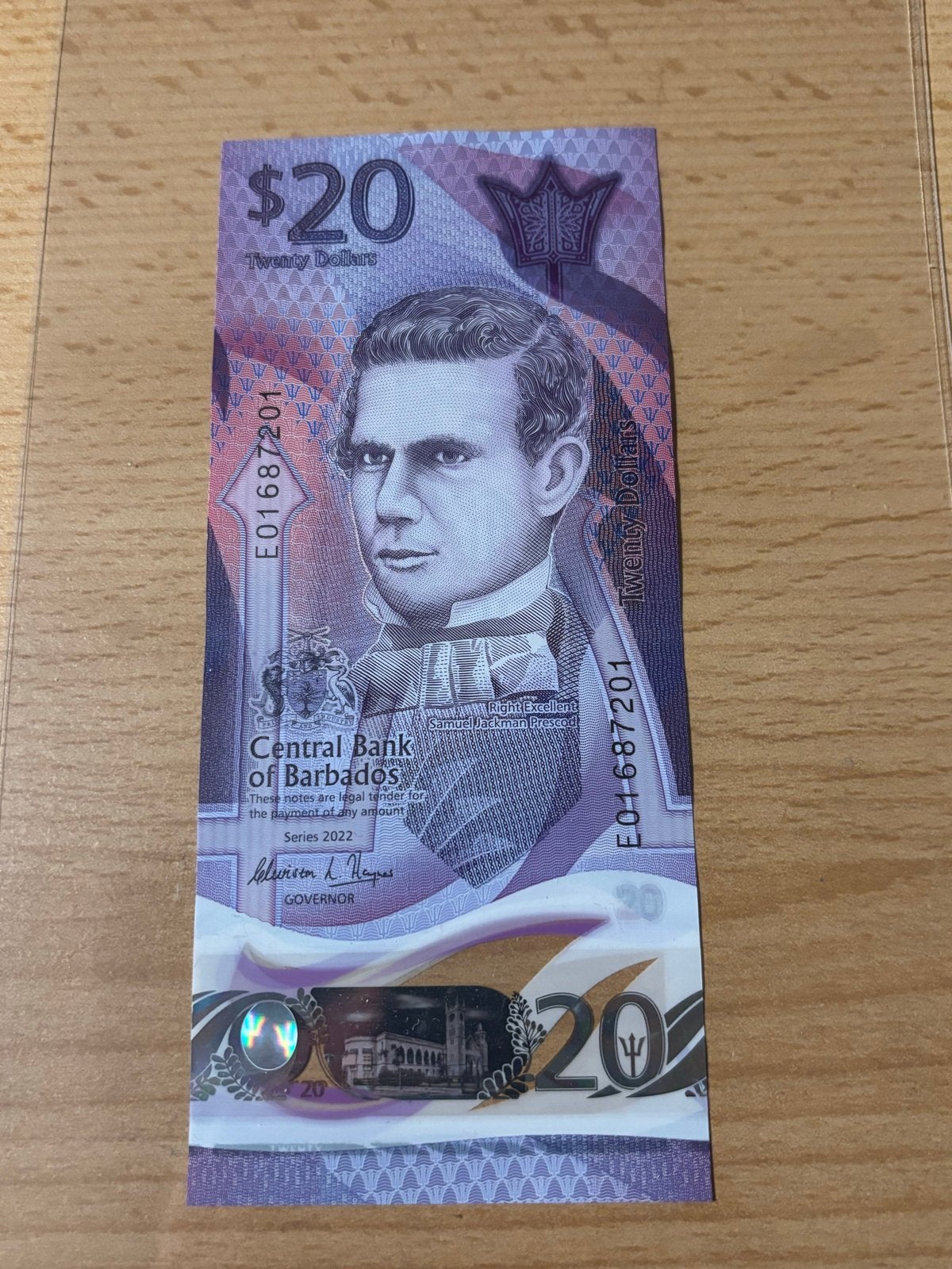 Barbados $20 Dollars verticaal biljet 2022 polymeer, Ophalen of Verzenden, Midden-Amerika, Los biljet