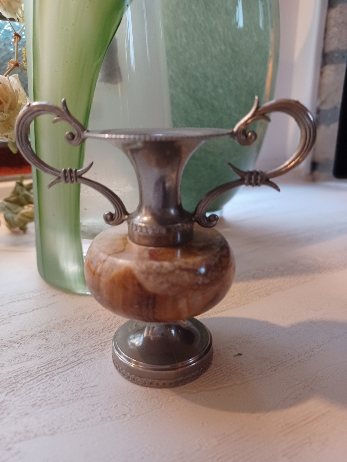 Decoratieve vaas van marmer en metaal, Ophalen of Verzenden