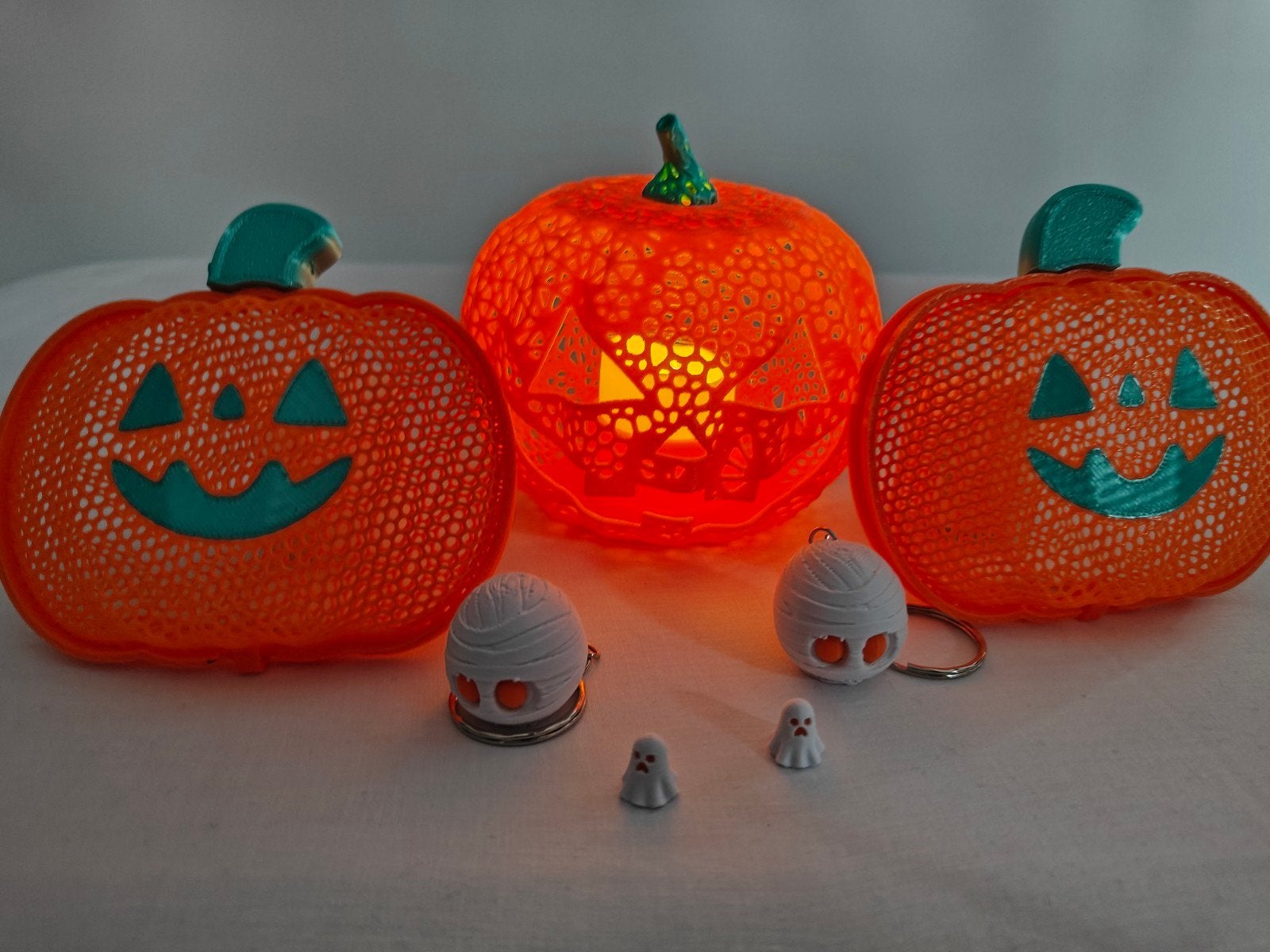Halloween set 7-delig – LED-pompoen en snoepdoosjes, Ophalen of Verzenden, Nieuw, Feestartikel, Halloween of Griezel