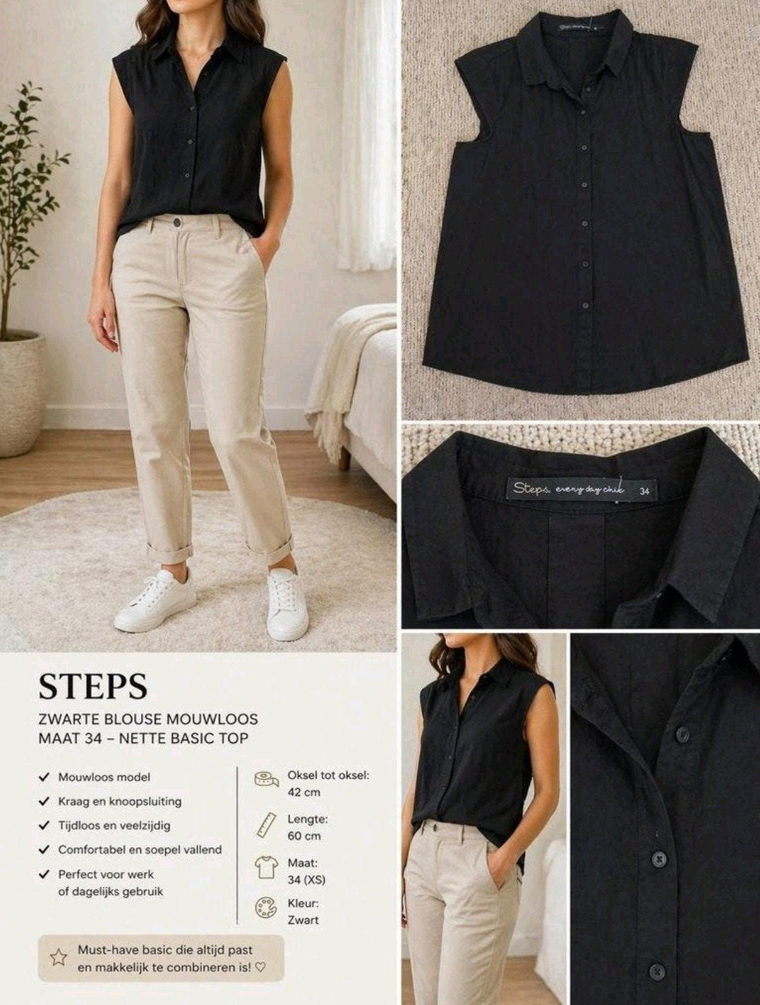 steps topje maat 34, Zwart, Ophalen of Verzenden, Zo goed als nieuw, Steps