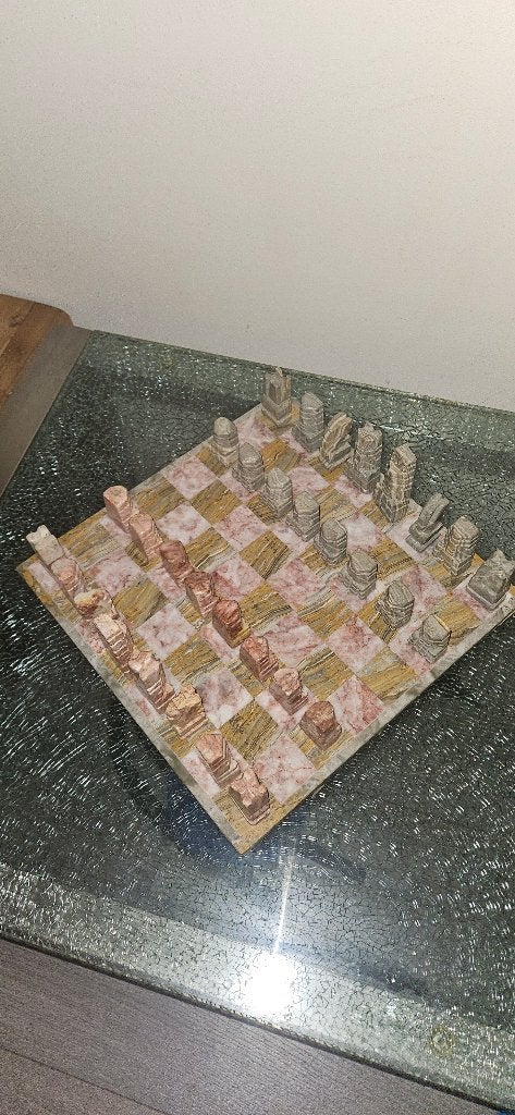 Marmeren schaakspel - Handgemaakt, Een of twee spelers, Ophalen of Verzenden, Zo goed als nieuw, Onbekend