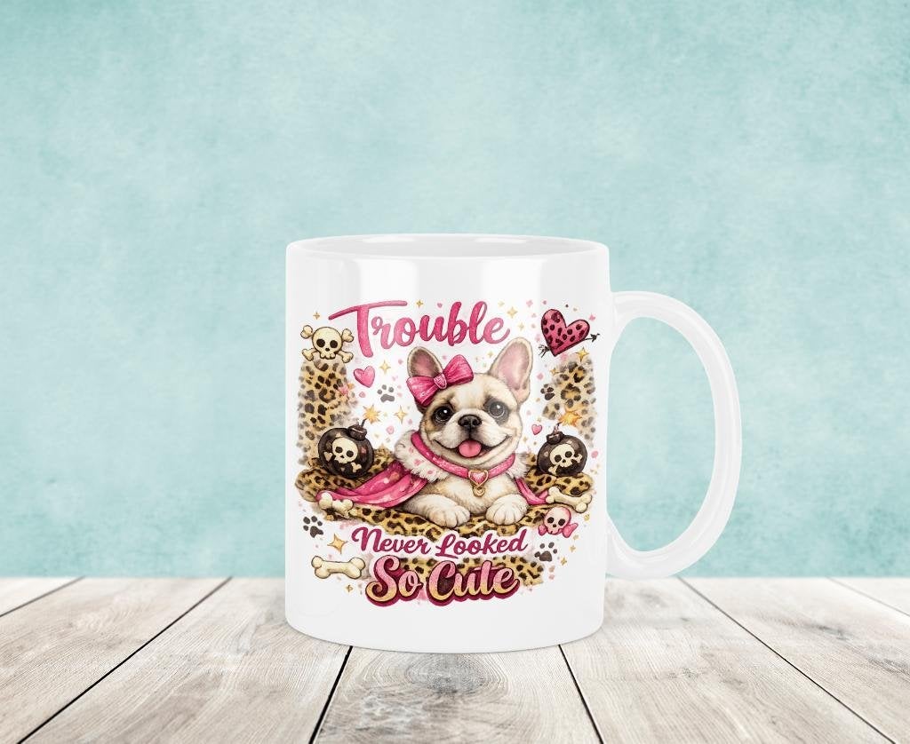 Trouble Never Looked So Cute - Franse Bulldog Mok, Verzenden, Keramiek, Nieuw, Overige stijlen