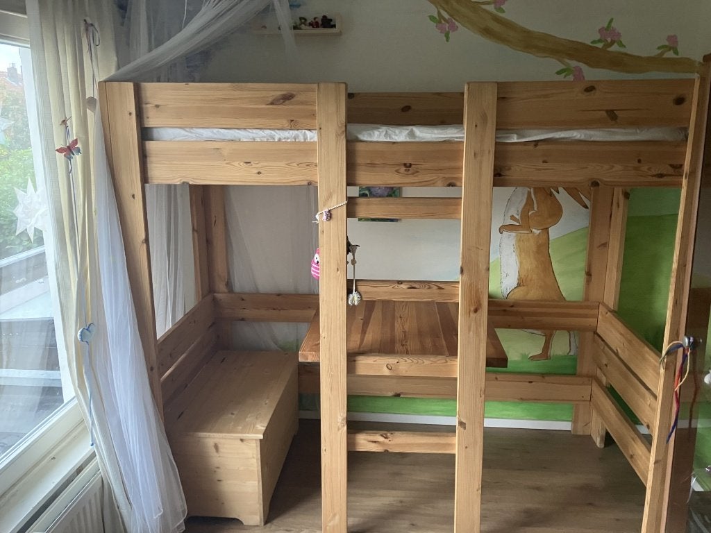 Robuuste hoogslaper hout, Ophalen, Gebruikt, Eenpersoons, 160 tot 180 cm
