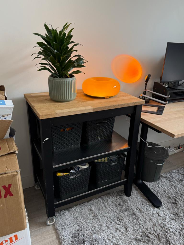 IKEA RÅSKOG Roltafel / Keukentrolley - Zwart met Hout, Ophalen of Verzenden, Zo goed als nieuw, Minder dan 10 m², Zwart