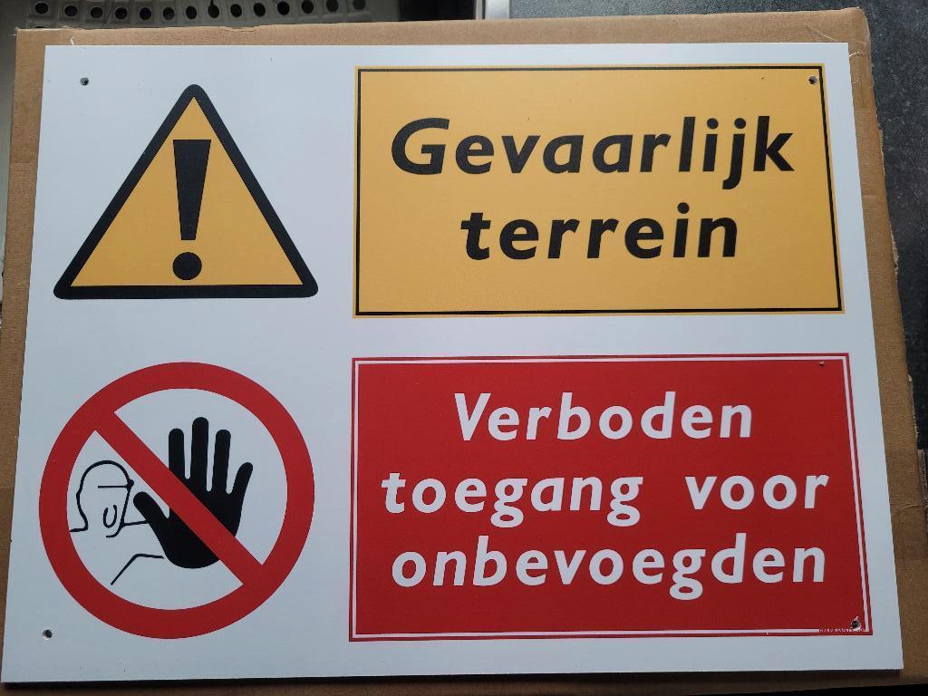 Bordje gevaarlijk terrein verboden toegang, Ophalen of Verzenden, Nieuw