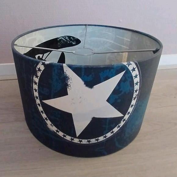 Little Dutch ronde hanglamp kap silhouette vliegtuig 30x20cm, Gebruikt, Blauw, Rond, Ophalen of Verzenden