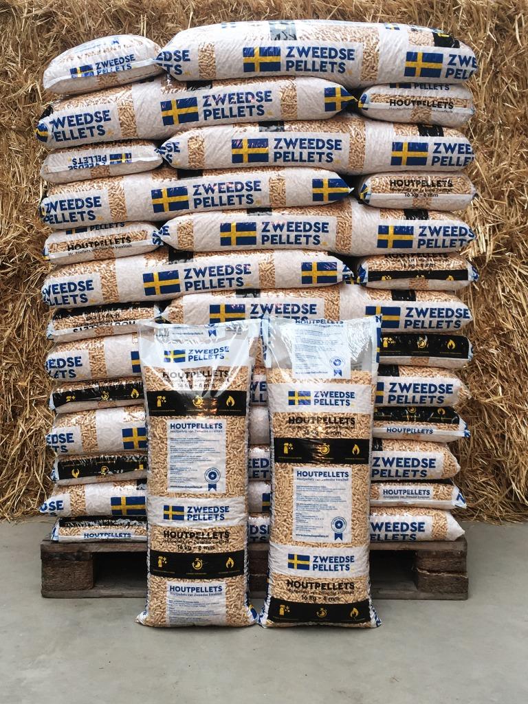 Zweedse Pellets 100% Naaldhout houtpellets 16kg pallet 832kg, Tuin en Terras, Haardhout, Blokken, Overige houtsoorten, Minder dan 3 m³