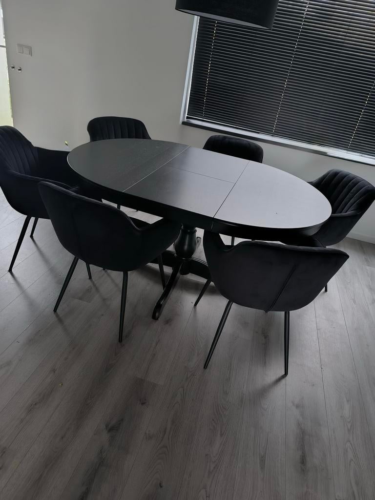 Uitschuifbare eettafel 4-6 personen, zwart., Huis en Inrichting, Tafels | Eettafels, Ophalen, 100 tot 150 cm, 200 cm of meer, Zo goed als nieuw